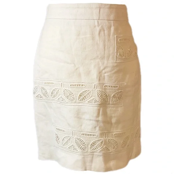 Anthropologie Moulinette Soeurs Embroidered Linen Mini Skirt - Picture 1 of 6